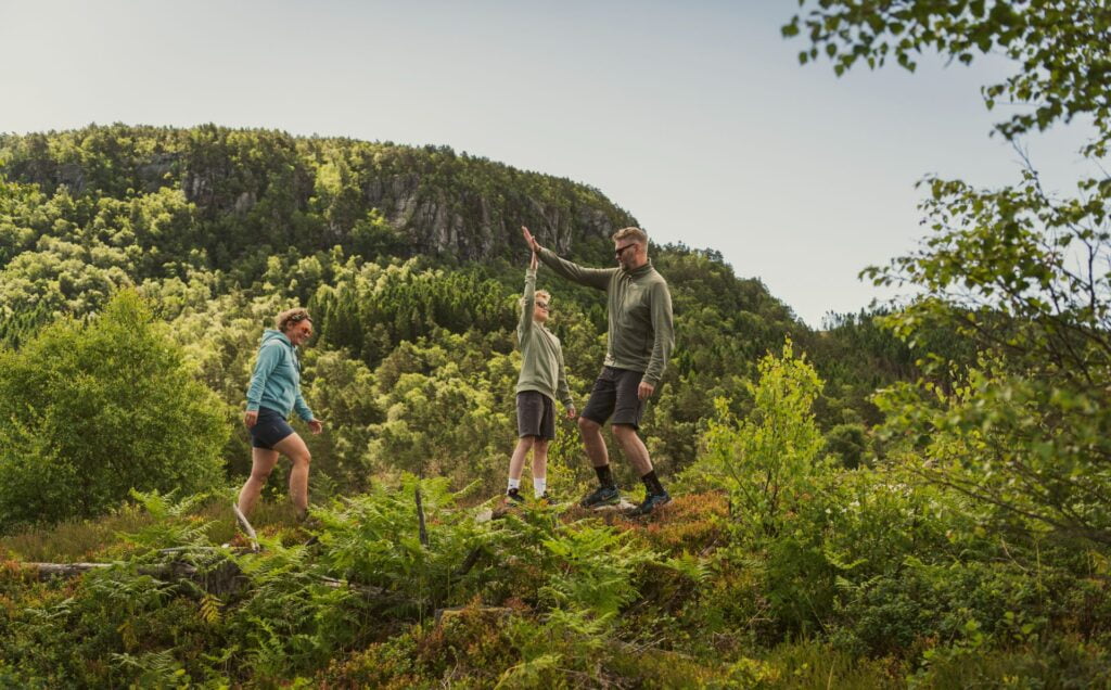 elbillading på hytta med familien